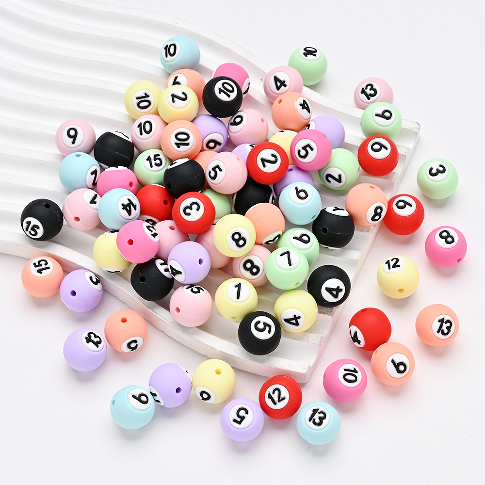 Baby Food Mixer - 15Pcs 15mm Silicone Round Beads Color