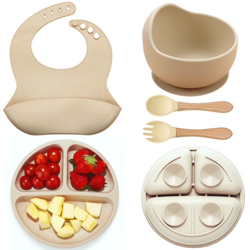 Baby Food Grater - 5Pcs Silicone Baby Feeding Set Safe